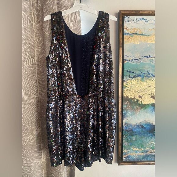J.Crew Collection Romper Sequin Black Size 6 Low Back Lined Pockets - Picture 3 of 16